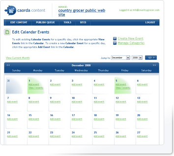 Caorda Content - Calander Events