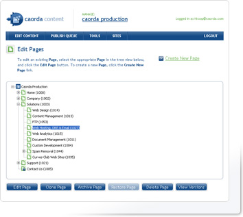 Caorda Content - Edit Pages