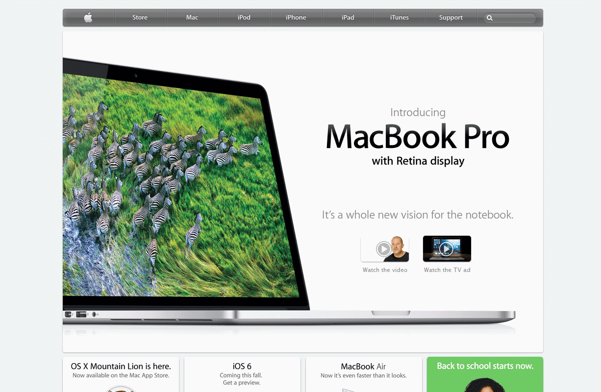 Apple website 2012