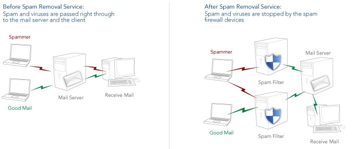 Screenshot of Caorda Spam Removal administration interface.