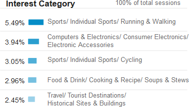 Google Analytics: Interest Categories