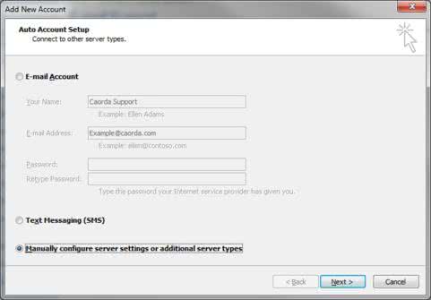 Office Outlook email setup step 1