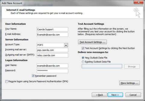 Office Outlook email setup step 3