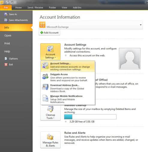 setup office outlook 2007-2010 email step 1