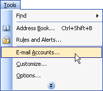 Setting up email in Office Outlook 2003 step 1