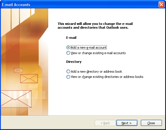 Setting up email in Office Outlook 2003 step 2
