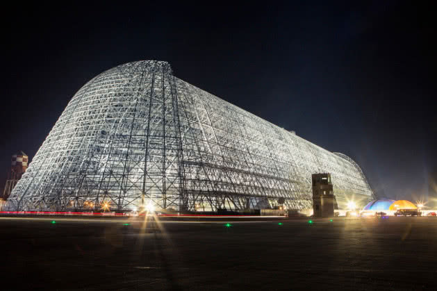 Moffett Airfield Hangar with outer skin removed.