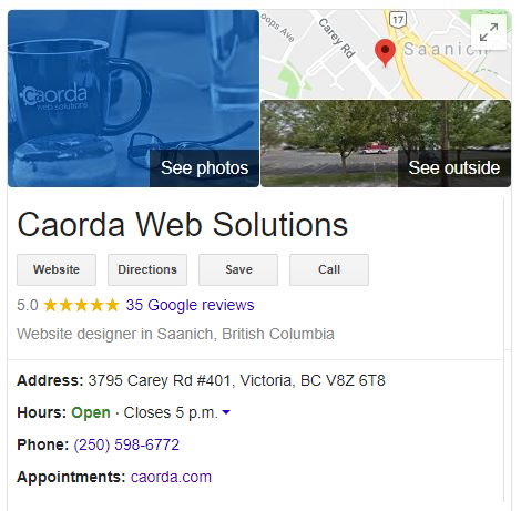 Caorda Google My Business and Reviews