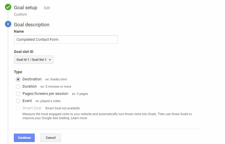 Google Analytics Goal setup - step 4