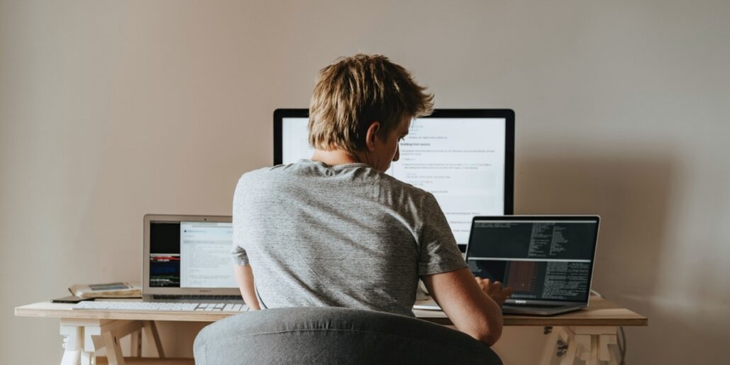 Coder sitting at desk