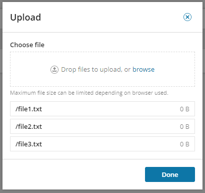 Upload files screen