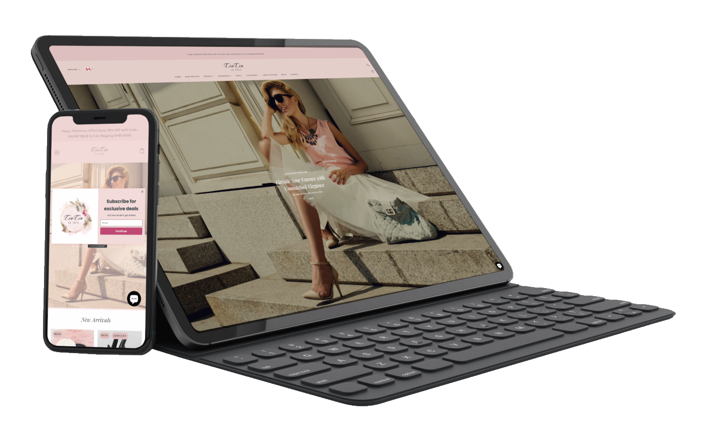 laptop and phone mock