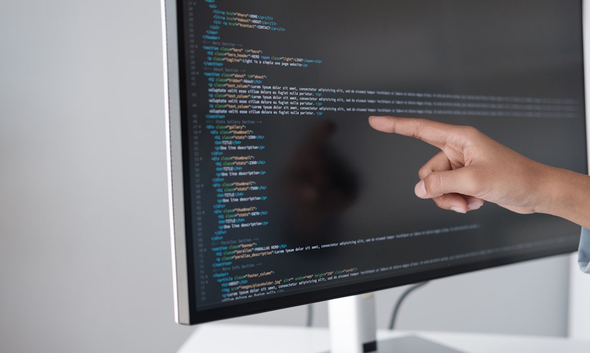 pointing at website code