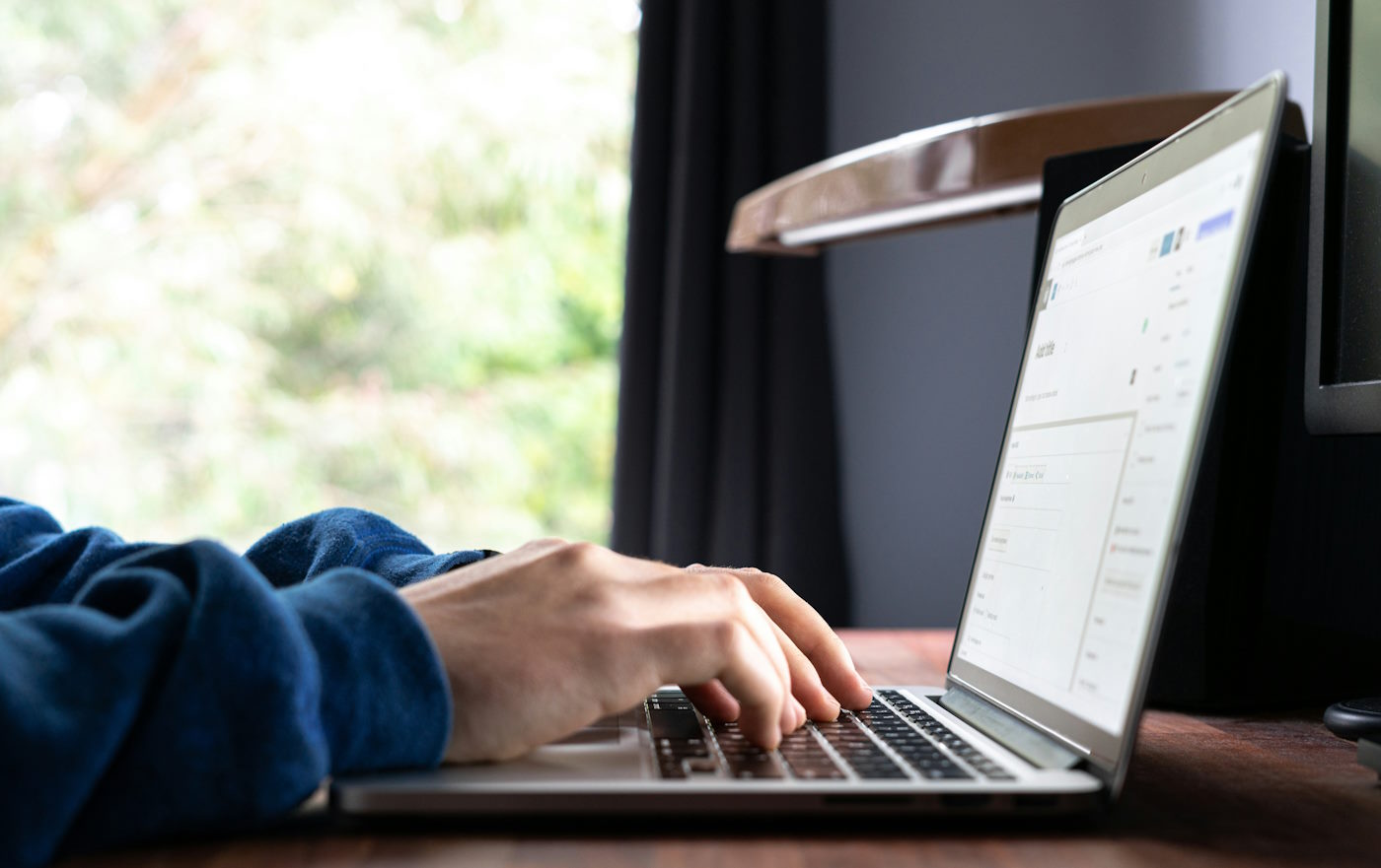 typing on computer