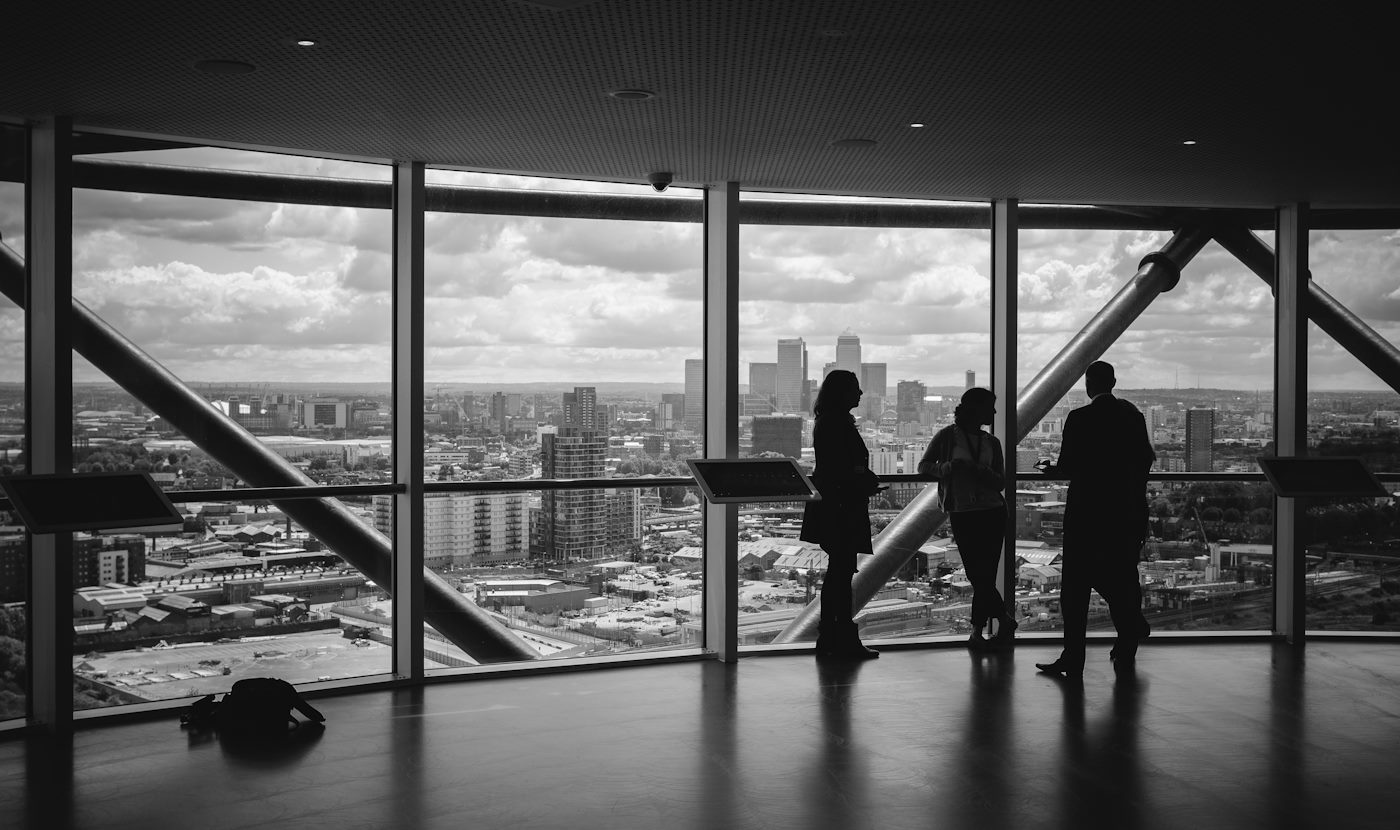 black and white office