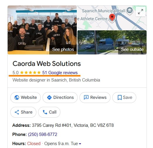 Caorda Google Business Profile - 2025