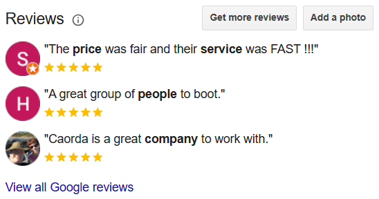 Google reviews in Google Business Profile in Search