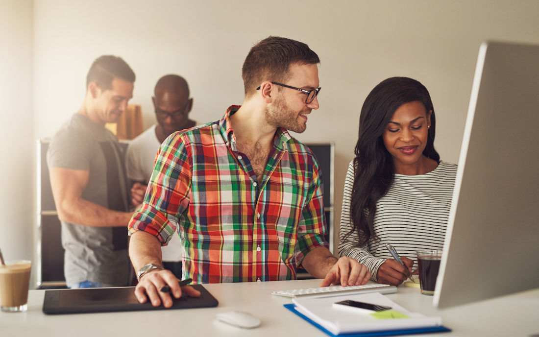 marketing meeting reviewing content