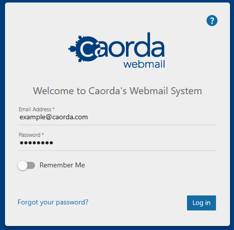 Webmail Login Screen